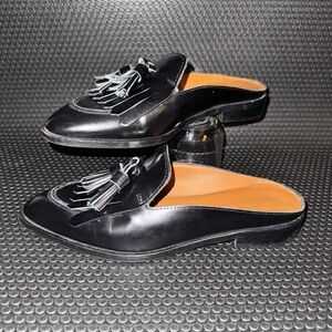 Everlane Slip On Black Leather Tassel The Modern Loafer Mule Women’s Size 6